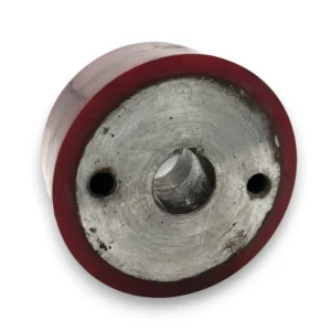 Recovered Infeed Nip Wheel – Red Urethane – 1.50″ Wide with Through Holes